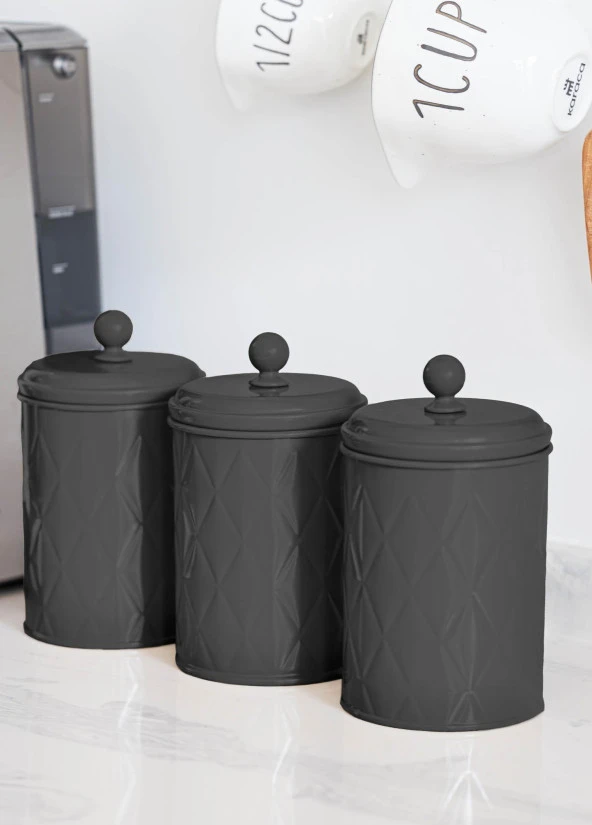 The Mia Prizma Çay Şeker Kahve Kavanozu Siyah 1 Lt - 2