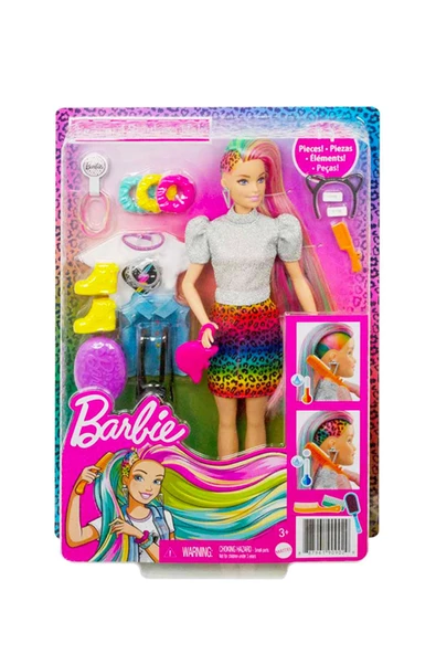 Barbie Leopar Desenli Saçlar Bebeği GRN81 - 4