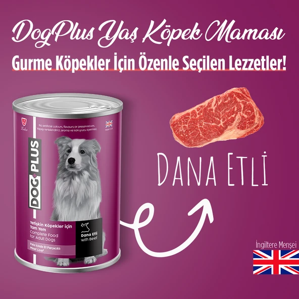 DogPlus Pate  Dana Etli Yetişkin Köpek Konserve Yaş Mama 395 Gr x 6 Adet - 2
