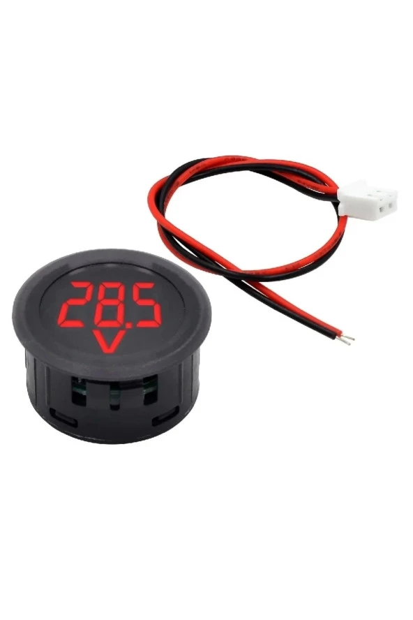 Voltmetre DC 4-100V Led Dijital Ekran Dairesel - Kırmızı - 2
