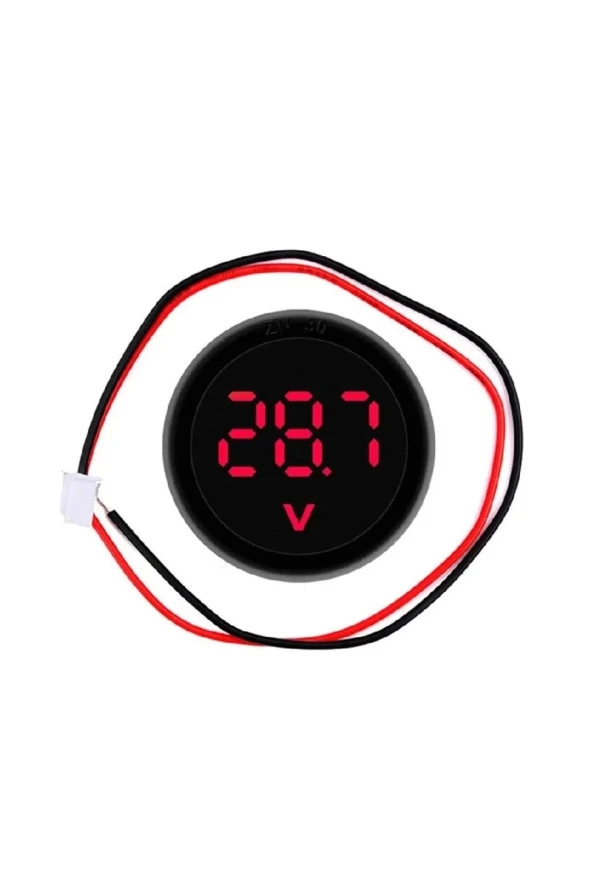 Voltmetre DC 4-100V Led Dijital Ekran Dairesel - Kırmızı - 3