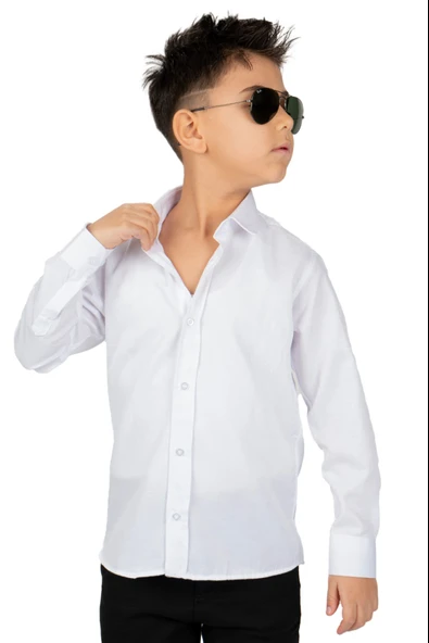 Düz Renk Erkek Çocuk Gömlek MNK0575 - 7