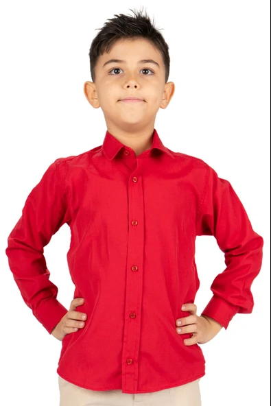 Düz Renk Erkek Çocuk Gömlek MNK0575 - 3