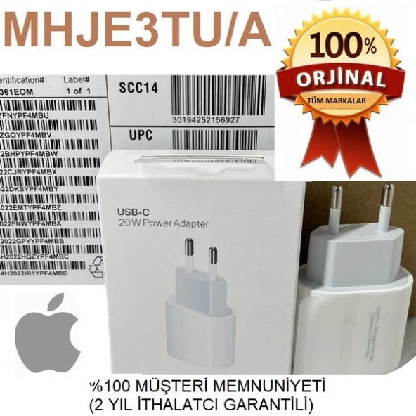 Day Orjinal Apple iPhone 12 20W Hızlı Şarj Kafası USB-C MHJE3TU-A KABLOSUZ