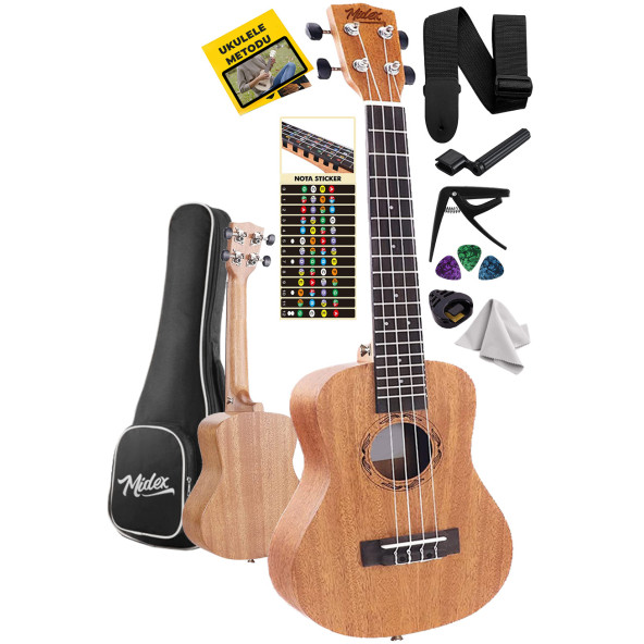 Midex SP-21M Set Maun Soprano Ukulele (Softcase Capo Metod Nota Sticker Askı Pena)