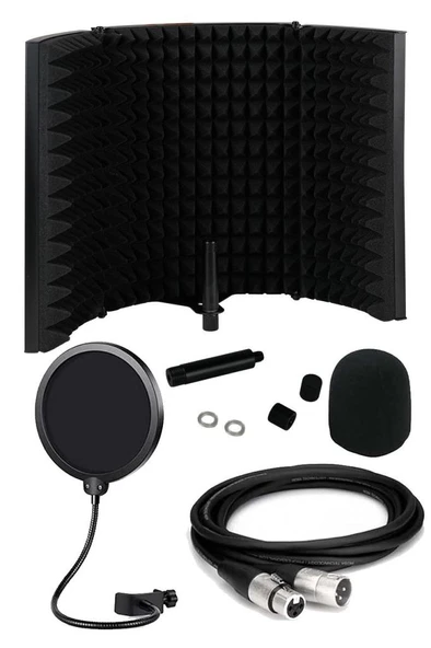 Midex PF-50B Mikrofon Ses Yalıtım İzolasyon Paneli METAL 35x22 cm Filtre Kablo Sünger Hediye) - Resim 2