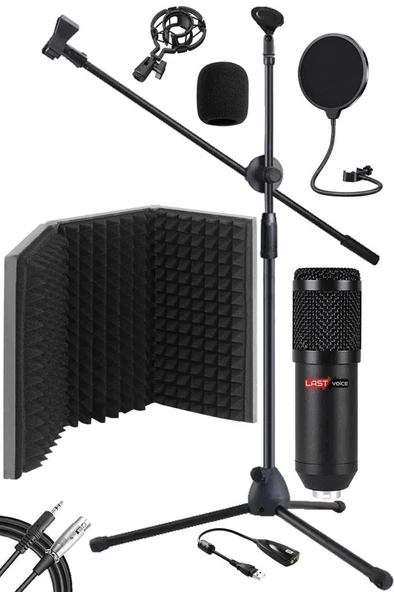 Lastvoice Pack Set-1 BM800 Mikrofon + Stand + Yalıtım Paneli + Filtre + Ses Kartı - Resim 2