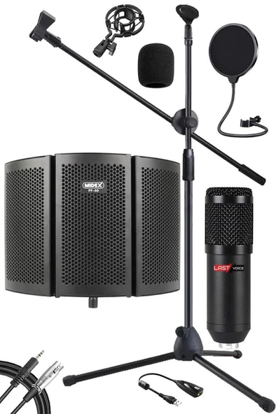 Lastvoice Pack Set-1 BM800 Mikrofon + Stand + Yalıtım Paneli + Filtre + Ses Kartı ürün görseli 1