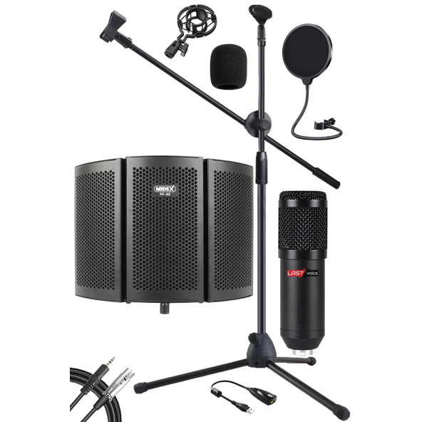 Lastvoice Pack Set-1 BM800 Mikrofon + Stand + Yalıtım Paneli + Filtre + Ses Kartı
