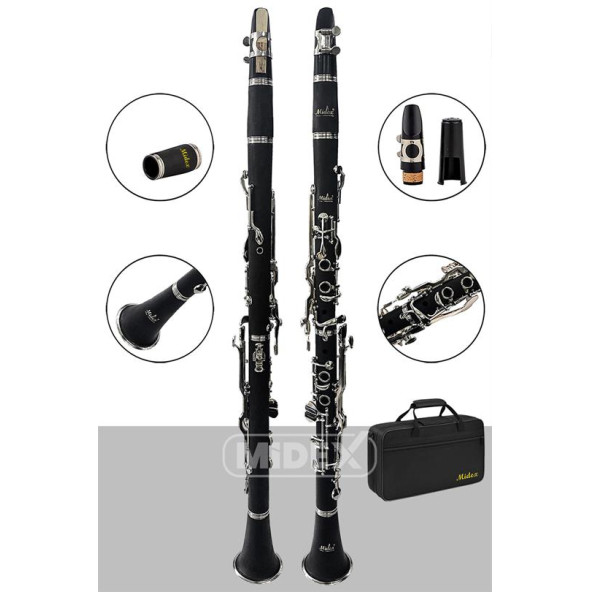 Midex Bns-4000 Pak Sol Klarnet 4 Yüzüklü Standlı Full Set - 2