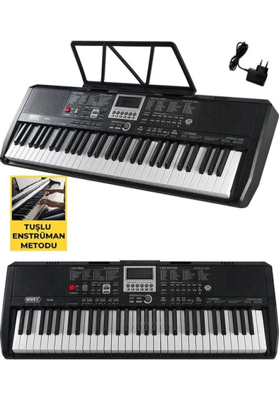 Midex PS-1800BK-H 61 Tuşlu Kaliteli Org Dijital Ekranlı Kulaklık Çanta Notalık Adaptör Sticker Öğrenim Metodu - Resim 3