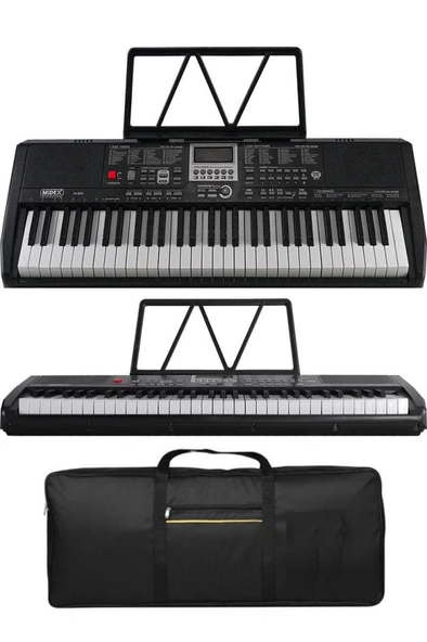 Midex PS-1800BK-H 61 Tuşlu Kaliteli Org Dijital Ekranlı Kulaklık Çanta Notalık Adaptör Sticker Öğrenim Metodu - Resim 2