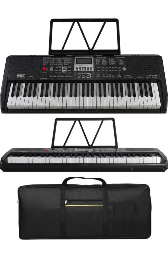 Midex PS-1800BK-H 61 Tuşlu Kaliteli Org Dijital Ekranlı Kulaklık Çanta Notalık Adaptör Sticker Öğrenim Metodu - 2