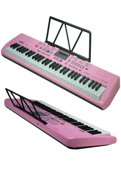 Midex PS-1800PK-SET 61 Tuşlu Kaliteli Pembe Org Dijital Ekran Stand Kulaklık Çanta Notalık Adaptör Sticker Metod - Resim 4