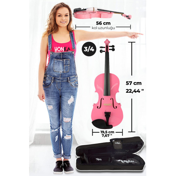 Midex HGA34PİNK-TYS Pembe 3/4 Çocuk Kemanı Full Set (10-13 Yaş İçin) - 5