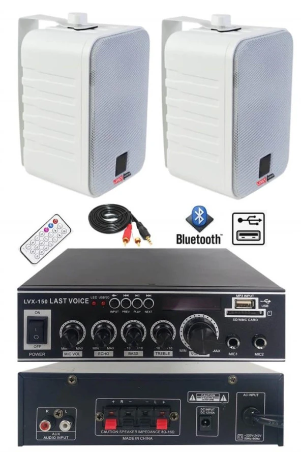 Lastvoice Ekonomi Wall Paket-2W Anfi ve Duvar Hoparlörü Seti (1 ANFİ + 2 HOPARLÖR)