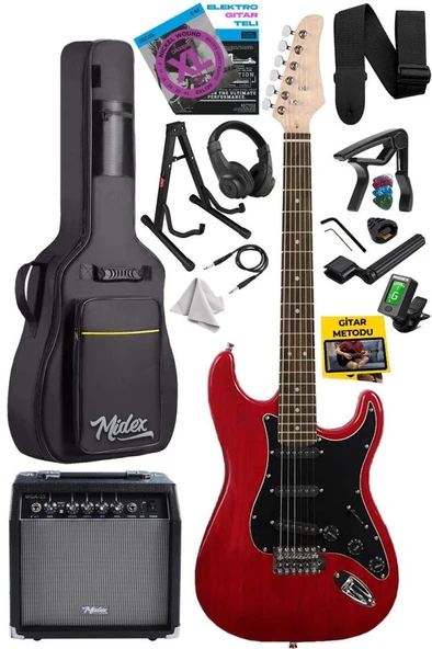 Midex RPH-30RD-35AMP Gül Klavye Strat Kasa SSS 35W Elektro Gitar Seti ürün görseli 1