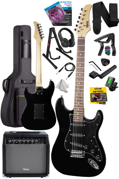Midex RPH-30BK-35AMP Gül Klavye Strat Kasa SSS 35W Elektro Gitar Seti - Resim 2