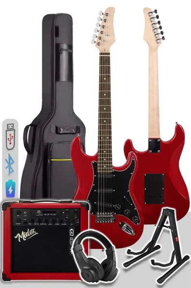 Midex RPH-30RD-25AMP Gül Klavye SSS 25W Amfili Elektro Gitar Seti - Resim 4