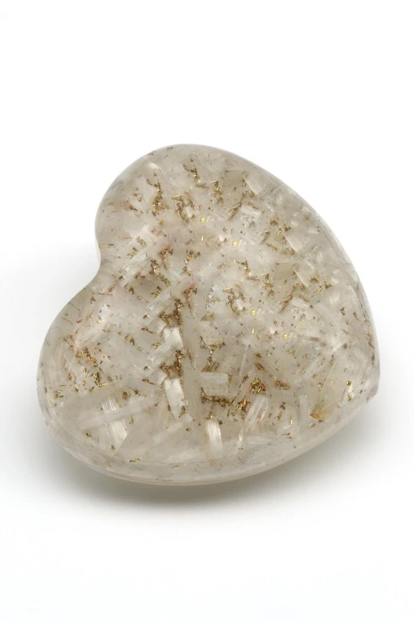 Kristal Kuvars Taşından Orgonit Kalp - Resim 2