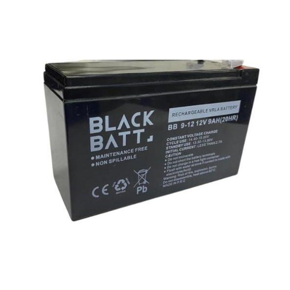 BLACK BATT 12V 9 AH BAKIMSIZ KURU AKÜ