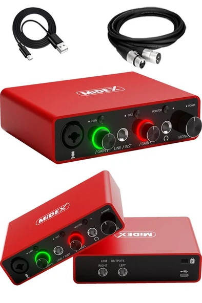 Midex Central-RD Pack-2 Stüdyo Kayıt Ekipmanları GLX-700RD Ses Kartı CXN-30 Stüdyo Mikrofon - Resim 3