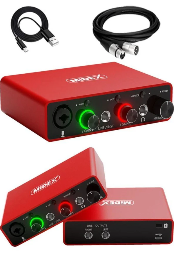 Midex Central-RD Pack-2 Stüdyo Kayıt Ekipmanları GLX-700RD Ses Kartı CXN-30 Stüdyo Mikrofon - 3