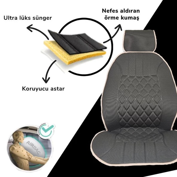 Space Oto Koltuk minderi, FİAT araçlara uyumlu 2'li set özel tasarım minder - Resim 8