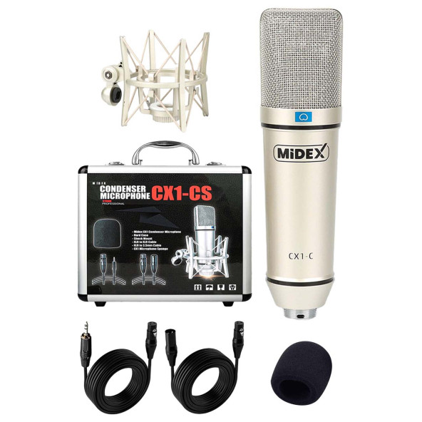 Midex CX1 Profesyonel Condenser Stüdyo Ses Kayıt Mikrofon Seti Hardcase ile Full Set - 2