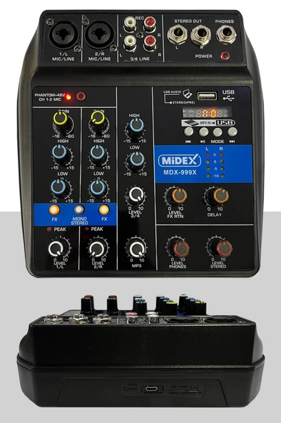 Midex CX1 Mixer Set Condenser Mikrofon Ses Kartlı Mikser + Stand + Filtre - Resim 5