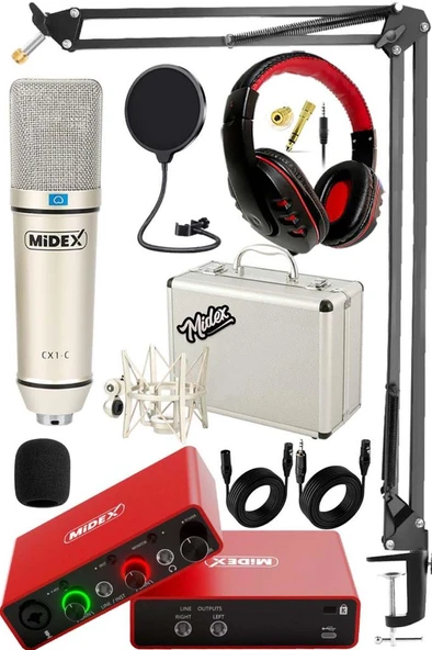 Midex Central-RD Pack-3 Stüdyo Kayıt Ekipmanları GLX-700RD Ses Kartı CX1 Stüdyo Mikrofon ürün görseli 1