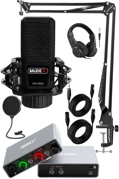Midex Central-GR Pack-1 Stüdyo Kayıt Ekipmanları GLX-700GR Ses Kartı MX-2020 Stüdyo Mikrofon ürün görseli 1
