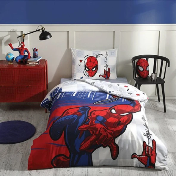 Özdilek Spiderman Blue Tek Kişilik Lisanslı Lastikli Çarşaf Çocuk Nevresim Takımı 0505