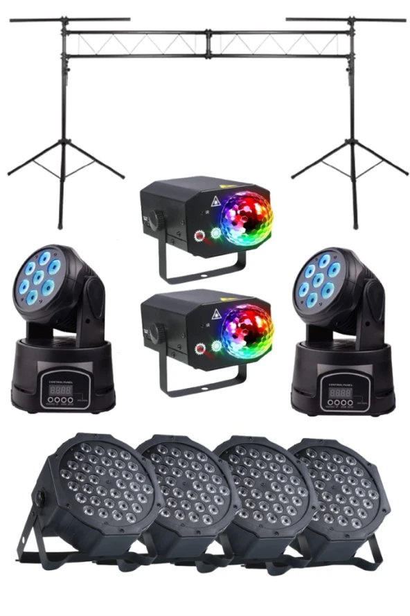 Quenlite Free Paket-5 Sahne Işık Sistemi Seti ( Top Küre Led Par Moving Head Robot Lazer)