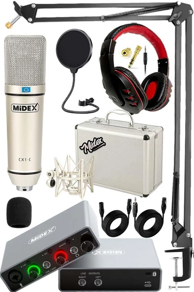 Midex Central-GR Pack-3 Stüdyo Kayıt Ekipmanları GLX-700GR Ses Kartı CX1 Stüdyo Mikrofon ürün görseli 1