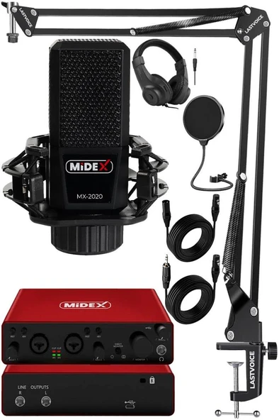 Midex Superior Pack-1 Stüdyo Kayıt Ekipmanları GLX-800 Ses Kartı MX-2020 Stüdyo Mikrofon ürün görseli 1