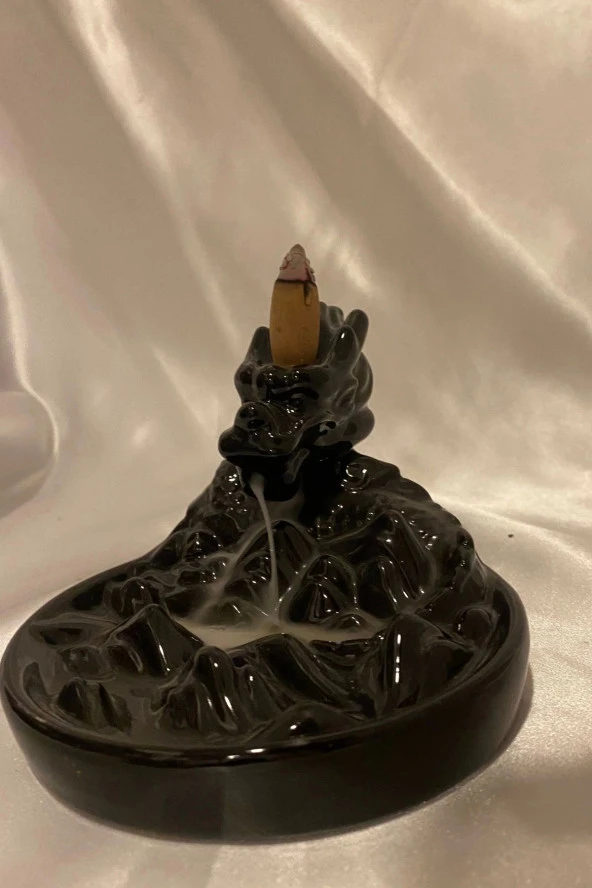 Dragon Ejderha Budha Geri Akış Tütsülük Şelale Ters Akış Tütsü Seramik Feng Şui Seramik Siyah ürün görseli