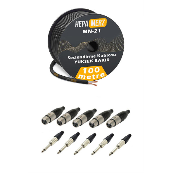 Hepa Merz Connection Paket-6 Mikrofon Kablosu XLR-JAK Konnektör Paketi