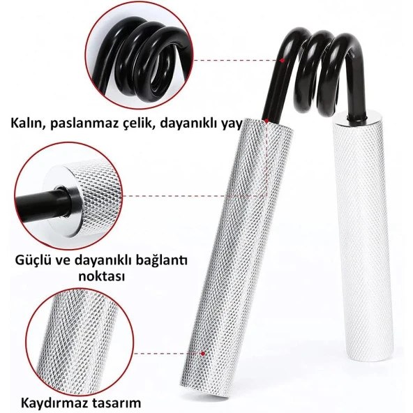 Valkyrie 6 Adet Profesyonel El Yayı Seti 1. Kalite Alüminyum Saplı Paslanmaz Çelik Yay - 6 Farklı Zorluk - 8