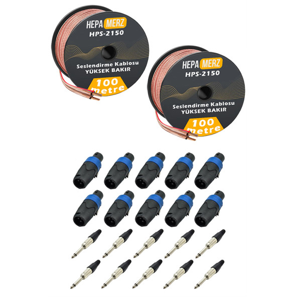 Hepa Merz Connection Paket-16 Hoparlör Kablosu Jack Speakon Konnektör Paketi