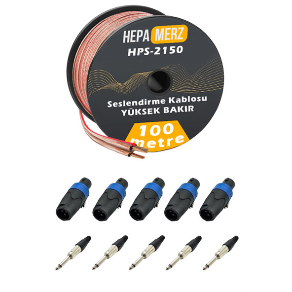 Hepa Merz Connection Paket-14 Hoparlör Kablosu Jack Speakon Konnektör Paketi