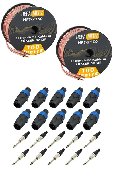 Hepa Merz Connection Paket-16 Hoparlör Kablosu Jack Speakon Konnektör Paketi ürün görseli 1