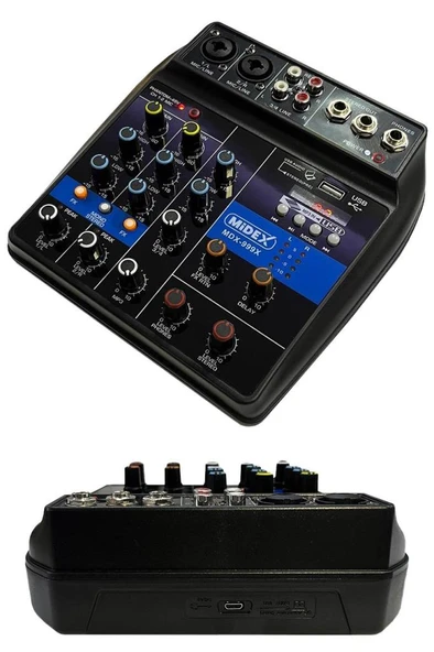 Midex MDX-999X Stüdyo Kayıt İçin Ses Kartlı +48V Phantomlu Kayıt Mikseri ( XLR Kablo + Rca Hediye) - Resim 3