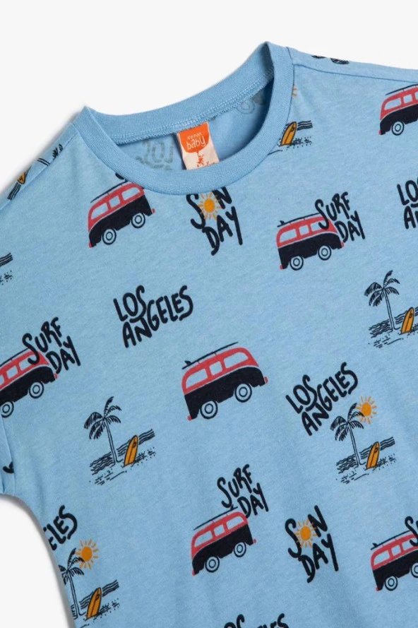 Koton Erkek Bebek Tişört Kısa Kollu Bisiklet Yaka Şehir Baskı Detaylı Pamuklu - 3