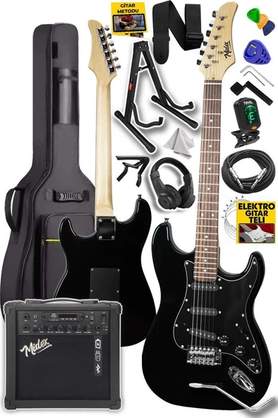 Midex RPH-30BK-25AMP Gül Klavye SSS 25W Amfili Elektro Gitar Seti ürün görseli 1
