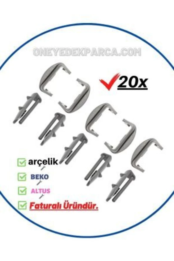 Arçelik 6586 BC Bulaşık Makinesi Üst Sepet Ray Kapağı Tutucu Stoper Pimi (20 Adet)