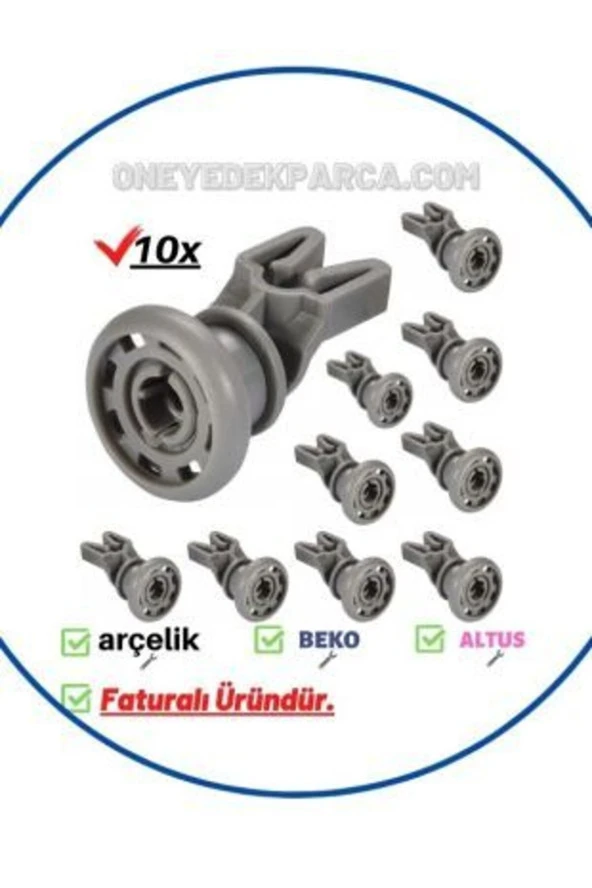 Arçelik 9280 A Bulaşık Makinesi Ray Tekeri Üst Sepet Tekerleği Takımı