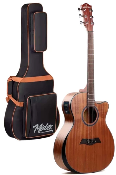 Maxword M450-EQ-AMP Profesyonel Masif Ağaç Amfili Elektro Akustik Gitar Seti üst Segment - 5