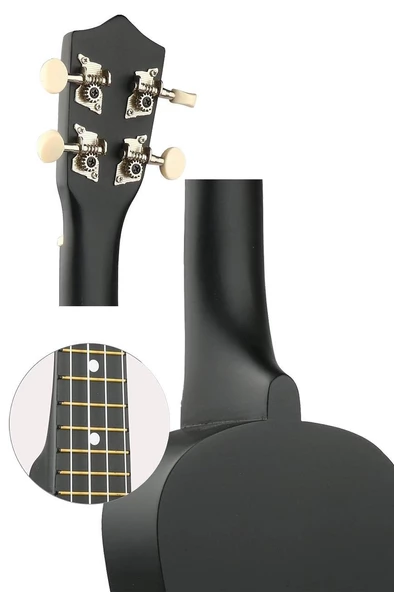 Midex UKX-901 BK Siyah Soprano Ukulele (Askı Çanta Metod Pena) - 4