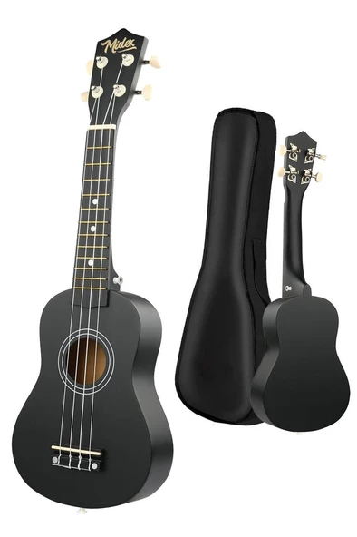 Midex UKX-901 BK Siyah Soprano Ukulele (Askı Çanta Metod Pena) - 2